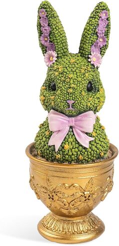 Easter Bunny Topiary Figurines, 6.9" Resin Green Bunny Shaped Topiary Tree Tabletop Decor, Indoor Spring Moss Rabbit Statue Table Top Centerpiece Mantel Shelf Office Desk Decorations for Home in Kuwait