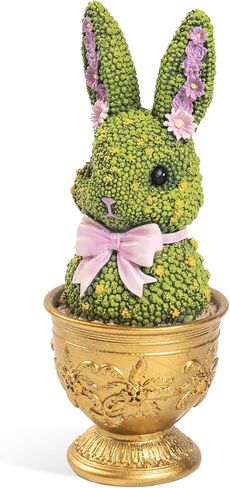 Easter Bunny Topiary Figurines, 6.9" Resin Green Bunny Shaped Topiary Tree Tabletop Decor, Indoor Spring Moss Rabbit Statue Table Top Centerpiece Mantel Shelf Office Desk Decorations for Home in Kuwait