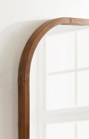 Kate and Laurel Occonor Modern Wooden Arched Mirror, 36 x 28, Rustic Brown, Transitional Arch Wall Mirror with Geometric Shape for Use as Bathroom Mirror for Vanity or Fireplace Mantel Mirror in Saudi Arabia