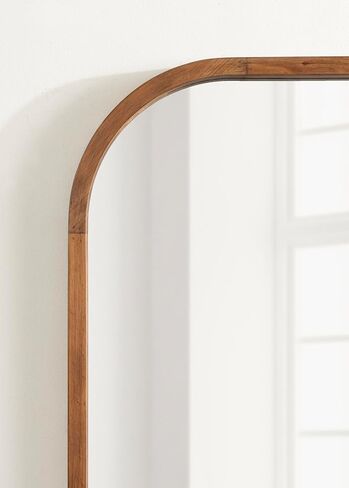 Kate and Laurel Occonor Modern Wooden Arched Mirror, 36 x 28, Rustic Brown, Transitional Arch Wall Mirror with Geometric Shape for Use as Bathroom Mirror for Vanity or Fireplace Mantel Mirror in Saudi Arabia