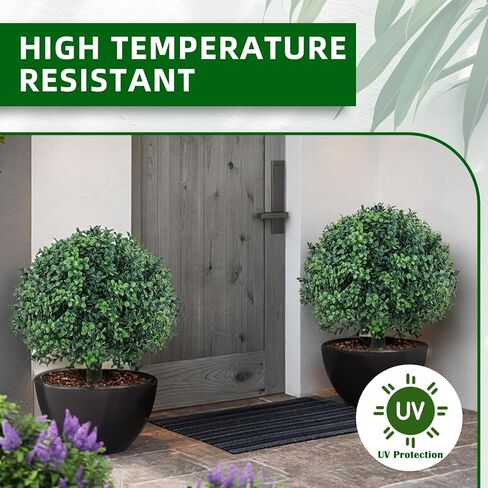 كرة توبياري من خشب البقس الاصطناعي، شجيرات وهمية - شجيرات مقاومة للأشعة فوق البنفسجية مُصنفة بارتفاع سهل الدفع في النبات الأرضي، تبدو رائعة في المزارع في أي مكان، ديكور داخلي وخارجي، عبوة من قطعتين in Kuwait