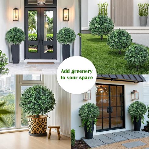 كرة توبياري من خشب البقس الاصطناعي، شجيرات وهمية - شجيرات مقاومة للأشعة فوق البنفسجية مُصنفة بارتفاع سهل الدفع في النبات الأرضي، تبدو رائعة في المزارع في أي مكان، ديكور داخلي وخارجي، عبوة من قطعتين in Kuwait