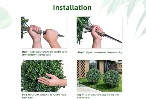 كرة توبياري من خشب البقس الاصطناعي، شجيرات وهمية - شجيرات مقاومة للأشعة فوق البنفسجية مُصنفة بارتفاع سهل الدفع في النبات الأرضي، تبدو رائعة في المزارع في أي مكان، ديكور داخلي وخارجي، عبوة من قطعتين in Kuwait