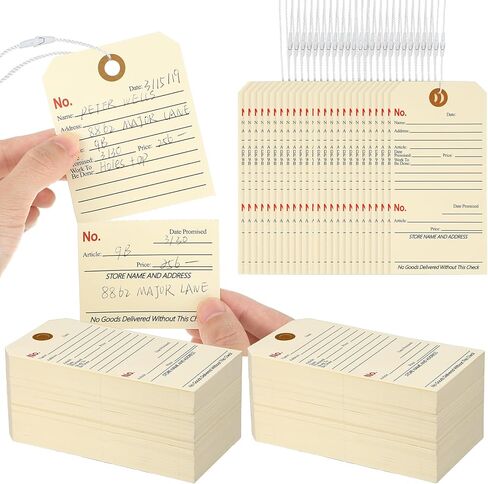 200 Pcs Repair Tags with Attached String and Stub Manila Cardstock Tags Repair Tags with Wire Maintenance Service Tags 5.3 x 2.64 Inches for Repair Required Examination Retail Store Office in Kuwait