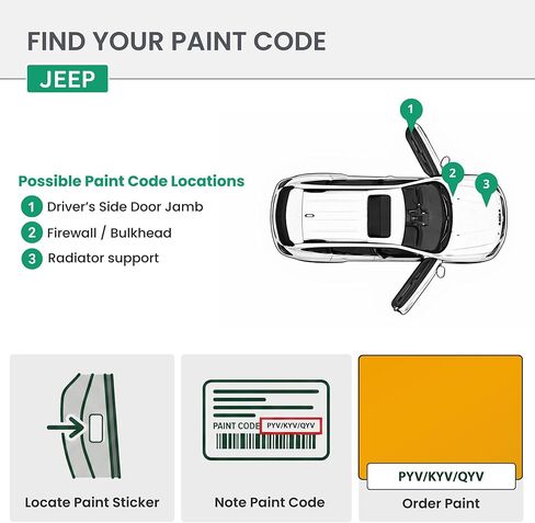 ERA Paints - PYV/KYV/QYV - Stinger Yellow for JEEP Exact OEM Color Match Automotive Touch Up Paint for Cars - Scratch & Chip Repair for Metal & Plastic - Essential Kit - Made in USA in Saudi Arabia