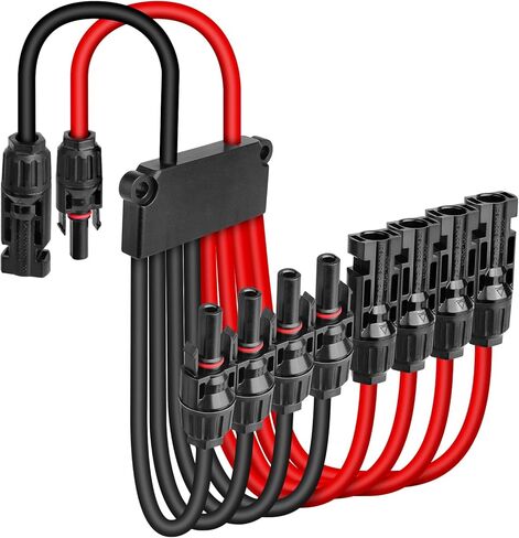 Solar Connectors Cable for 4 Solar Panels,IP68 Waterproof Y Branch Tool-Free Solar Cable Splitter,Parallel 10AWG Adapter for Solar Extension Cable in Kuwait