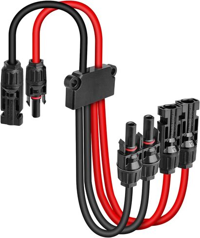 Solar Connectors Cable for 4 Solar Panels,IP68 Waterproof Y Branch Tool-Free Solar Cable Splitter,Parallel 10AWG Adapter for Solar Extension Cable in Saudi Arabia