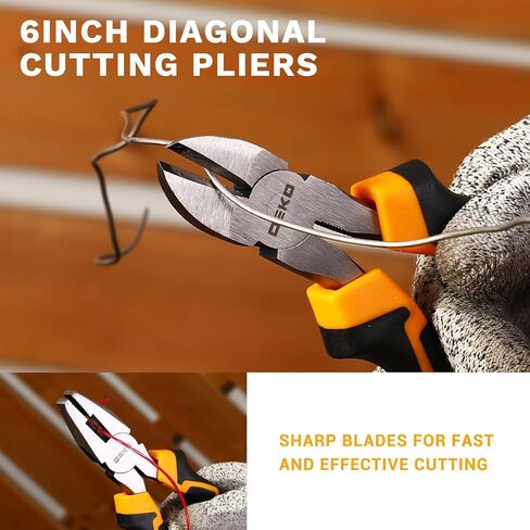 6PCS Pliers Set, 10" Water Pump Plier 8" Slip Joint/Linesman/Long Nose Plier 6" Diagonal 8" Adjustable Wrench | Premium CR-V Tools with Storage Bag for Home Repair, Workshop & DIY Professional Use in Kuwait