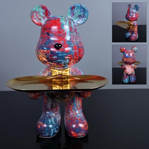 Bear Statue Resin Tray Sculpture for Home and Office Decor, Suitable for Bedroom, Living Room, Office on Table, Desktop, Shelves and Cabinet (Graffiti) in Saudi Arabia