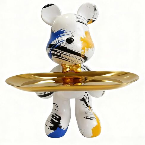 Bear Statue Resin Tray Sculpture for Home and Office Decor, Suitable for Bedroom, Living Room, Office on Table, Desktop, Shelves and Cabinet (Graffiti) in Saudi Arabia