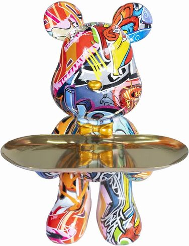 Bear Statue Resin Tray Sculpture for Home and Office Decor, Suitable for Bedroom, Living Room, Office on Table, Desktop, Shelves and Cabinet (Graffiti) in Saudi Arabia
