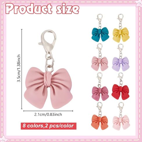 WEBEEDY 16 Pcs Colorful Bow Badge Reel Charms Cute Nurse Badge Holder Charm,Clip on Charm Jewelry with Lobster Clasp fot Nurse Doctor Healthcare Medical Christmas Thanksgiving Gifts in Saudi Arabia