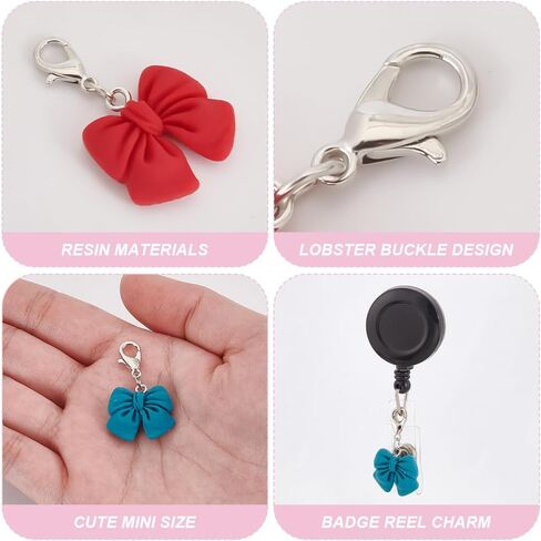 WEBEEDY 16 Pcs Colorful Bow Badge Reel Charms Cute Nurse Badge Holder Charm,Clip on Charm Jewelry with Lobster Clasp fot Nurse Doctor Healthcare Medical Christmas Thanksgiving Gifts in Saudi Arabia