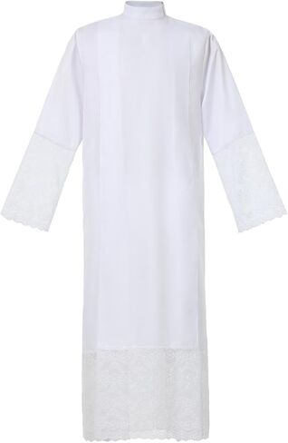 Catholic Church Priest ALB White Linen Lace Pleated Vestment Robe in Kuwait