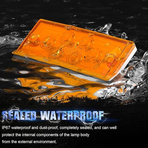 PSEQT Rectangular Roof Cab Marker Light Compatible with Freightliner 564.46072, 22-51942-000, Amber 4.7'' 6LED Top Clearance Side Tail Indicator Lights Waterproof, 5Pcs in Saudi Arabia