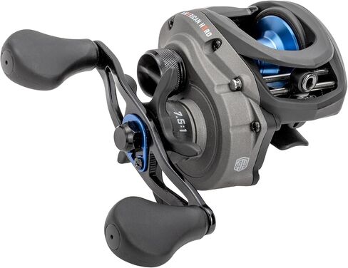 Lew’s American Hero Baitcast Fishing Reel, 4+1 Bearings, 7.5:1 Gear Ratio, Graphite Frame, Speed Gears, Magnetic Control System, Gray/Black/Blue in Kuwait