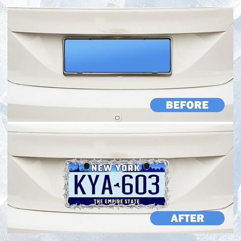 2PCS Car License Plate Frames with Thorns Exterior Design,Personalized License Plate Frame with Bolts/Caps for Cars Decor,Unique Car Accessories Licenses Plates Cover in Kuwait