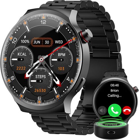 AMAZTIM GPS Smart Watch for Men, 6 Satellite Positioning, Compass, Stainless Steel Body, 50M Waterproof, 60 Days Extra-Long Battery, Answer/Make Call, 1.43" AMOLED Screen, Compatible for Android iOS in Kuwait