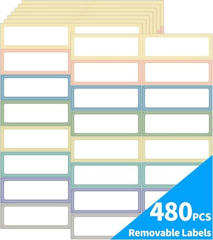 Removable Colored Label Stickers, 1 x 3 Inch Self-Adhesive Rectangular Stickers for / Classroom / Container / Storage / Office (8 Colors, 480 Labels) in Saudi Arabia
