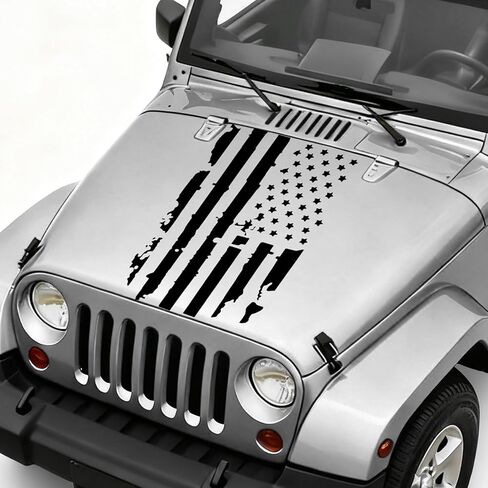 Distressed USA US Flag Sticker for Car Hood, Automotive Decals, 11.81"x23.62" Hood Decal for Window Bumper, Car Accessories Waterproof US Flag Graphic Sticker for Sedan SUV Truck (Orange) in Saudi Arabia