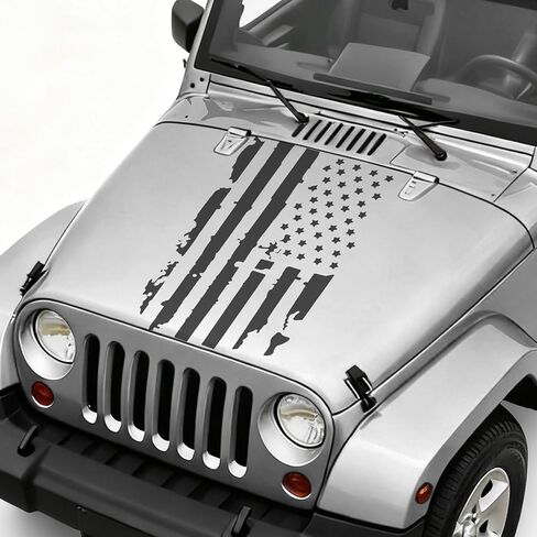 Distressed USA US Flag Sticker for Car Hood, Automotive Decals, 11.81"x23.62" Hood Decal for Window Bumper, Car Accessories Waterproof US Flag Graphic Sticker for Sedan SUV Truck (Orange) in Saudi Arabia
