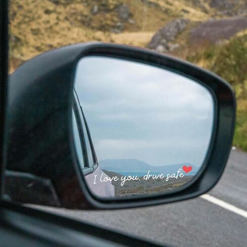6 Pcs I Love You Drive Safe Mirror Stickers – Cute Car Decals for Women, Stickers for Rear View Mirror, Tumbler, Laptop, Heart Car Accessories (White and Red Heart) in Saudi Arabia