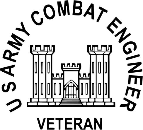U S Army Combat Engineer Veteran Sticker for Car Vinyl Decal Window Truck Car Bumper Sticker Motorcycle Decal 6 3/8-in Wide by 5 1/2-in high in Kuwait