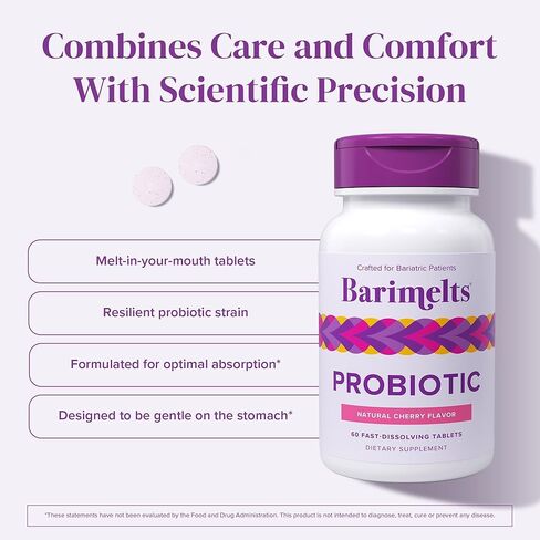 BariMelts Probiotic, Dissolvable Bariatric Vitamins, Natural Cherry Flavor, 60 Fast Melting Tablets in Kuwait
