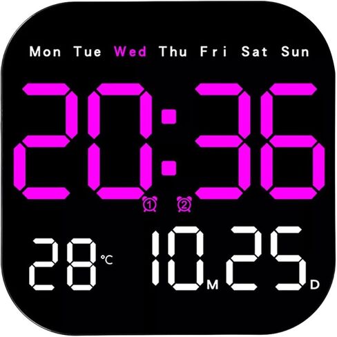 Remote Control Wall Clock 18.5cm - USB Powered Battery Backup 10-Level Brightness - Holiday Reminder Daily Timing，Remote Control Dual Countdown Multi-Display - Home Office Bedroom Daily Use(pink) in Saudi Arabia