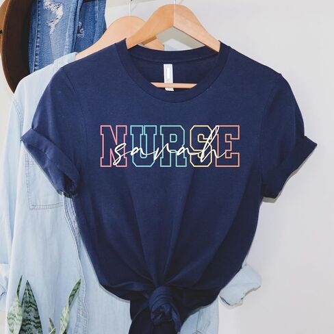 Custom Nurse Sweatshirt, Personalized RN Name Tee, Custom Registered Nurse Shirt, Nursing School Graduation Gift, New Nurse Gift,Nurse Appreciation Personalized T-Shirt in Saudi Arabia