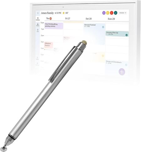 BoxWave Stylus Pen Compatible with Skylight Calendar (15 inch) - DualTip Capacitive Stylus, Fiber Tip Disc Tip Capacitive Stylus Pen - Metallic Silver in Saudi Arabia