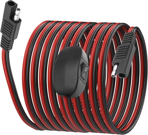 كابل تمديد XMSJSIY SAE مع مفتاح تشغيل/إيقاف 14AWG سلك كابل الطاقة الشمسية سلك توصيل سريع 12 فولت - 24 فولت موصل SAE للوحة الشمسية RV دراجة نارية مخيم مقطورة - 2.5 متر/8.2 قدم in Saudi Arabia