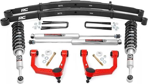 Rough Country 3.5" Bolt-On Lift Kit with N3 Struts/N3 Rear Shocks for Toyota Tacoma 4WD (2005-2023) - Lifted Leaf Springs, Silver Control Arms in Saudi Arabia