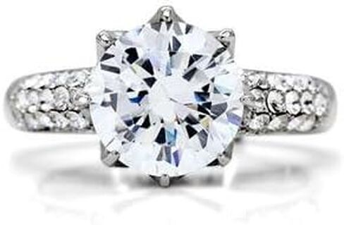 Stainless Steel Clear Cubic Zirconia Pave Engagement Cocktail Ring in Kuwait