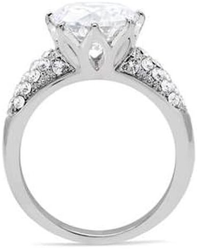 Stainless Steel Clear Cubic Zirconia Pave Engagement Cocktail Ring in Kuwait