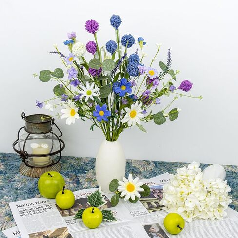 J'FLORU Artificial Spring Flowers 12 Pack Spring Floral Picks 17 Inch Flower Stems with Blue White Purple Dandelions for Spring Summer Easter Flower Arrangements Centerpieces in Kuwait