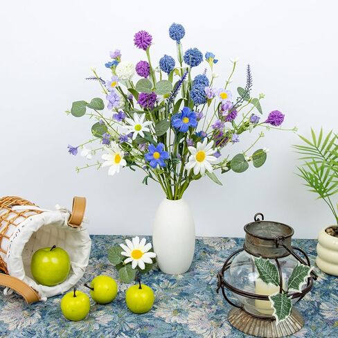 J'FLORU Artificial Spring Flowers 12 Pack Spring Floral Picks 17 Inch Flower Stems with Blue White Purple Dandelions for Spring Summer Easter Flower Arrangements Centerpieces in Kuwait