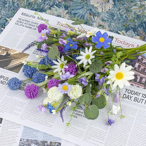 J'FLORU Artificial Spring Flowers 12 Pack Spring Floral Picks 17 Inch Flower Stems with Blue White Purple Dandelions for Spring Summer Easter Flower Arrangements Centerpieces in Kuwait