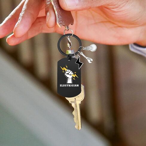 سلسلة مفاتيح هدايا تقدير كهربائي للرجال - سلسلة مفاتيح واحدة منقوشة بصلاة كهربائي ذات مغزى، 3 قلادات، 1 بطاقة تهنئة مع مظروف له هدية صلاة للأصدقاء والزوج كهربائي in Kuwait