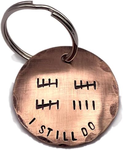 Bronze Anniversary Gifts, 19th / 8th Anniversary Gift, Tally Mark Keychain, I STILL DO Keychain in Bronze in Kuwait