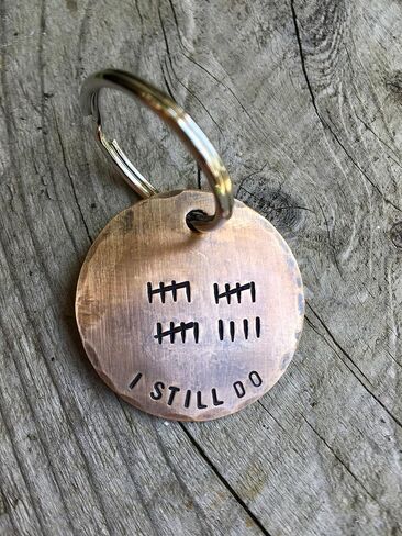 Bronze Anniversary Gifts, 19th / 8th Anniversary Gift, Tally Mark Keychain, I STILL DO Keychain in Bronze in Kuwait