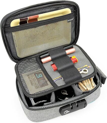 حقيبة مقاومة للرائحة من OZCHIN مع قفل مركب، مقاس 9.5 بوصة × 6 بوصة × 3.5 بوصة، حافظة منظمة للملفات، حقيبة قفل طبية، حقيبة تخزين للسفر، حقيبة آمنة لتخزين المستندات والأشياء الثمينة in Kuwait