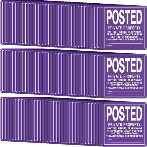 Tandefio 100 Pcs No Trespassing Sign Bulk Metal Private Property Reflective Aluminum Weatherproof Posted Sign No Hunting Fishing Trapping Warn Sign Indoor Outdoor Yard Home Use(Yellow,10 x 7 Inch) in Kuwait