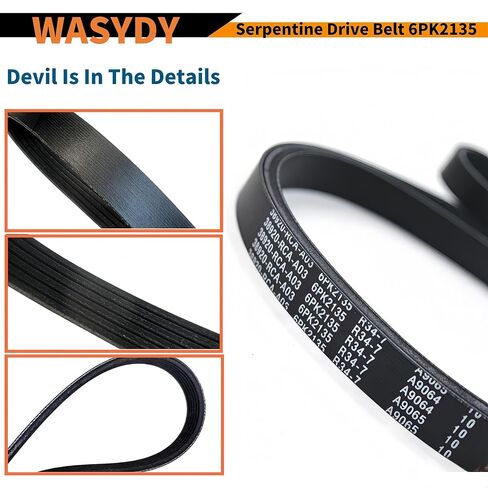 EPDM Serpentine Belt 6PK2135 Fit for Honda Odyssey 38920-RCA-A03 for Acura MDX RL TL ZXD,for Dodge Charger,for Ford Escape Mustang,for Hyundai,KIA,Chrysler,Mercury Replace 5060840,4060840 in Kuwait