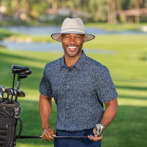 Wallaroo Sterling Fedora Hat (Mixed Camel, Medium/Large) – UPF 50+ Flexi-Weave Sun Protection | 3-Inch Brim | Packable Adjustable Fit | Perfect for Golf, Travel, Resort Wear in Saudi Arabia