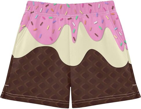 Girls Athletic Shorts Ice Cream Printed Kids Gymnastics Yoga Dance Biker Shorts with Pocket 7-15Years in Saudi Arabia