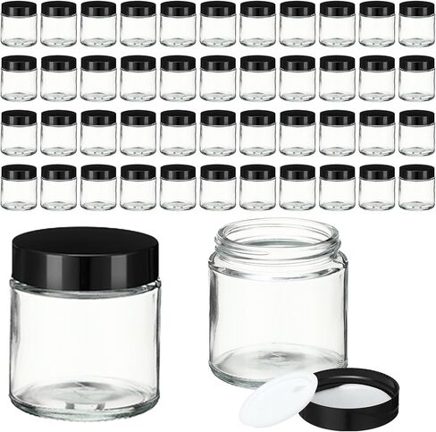 24 Pcs 8 oz Glass Jars with Lids, Clear Candle Jars with Black Lids Round Empty Candles Container Tins for Candle Making Storing Lotions Spice Powder Liquid Sample Makeup (Clear) in Saudi Arabia
