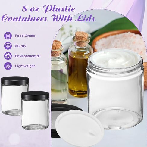 24 Pcs 8 oz Glass Jars with Lids, Clear Candle Jars with Black Lids Round Empty Candles Container Tins for Candle Making Storing Lotions Spice Powder Liquid Sample Makeup (Clear) in Saudi Arabia