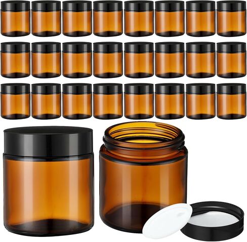 24 Pcs 8 oz Glass Jars with Lids, Clear Candle Jars with Black Lids Round Empty Candles Container Tins for Candle Making Storing Lotions Spice Powder Liquid Sample Makeup (Clear) in Saudi Arabia
