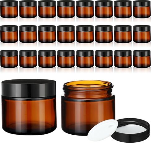 24 Pcs 8 oz Glass Jars with Lids, Clear Candle Jars with Black Lids Round Empty Candles Container Tins for Candle Making Storing Lotions Spice Powder Liquid Sample Makeup (Clear) in Saudi Arabia